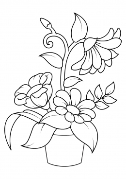 Цветы в горшке для раскрашивания