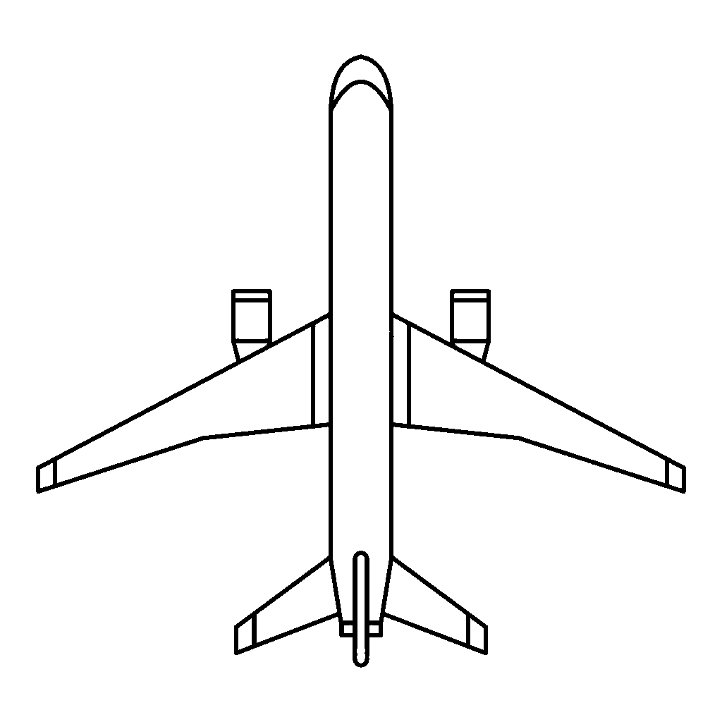 Контур, шаблон и трафарет самолета для вырезания и поделок в детском саду