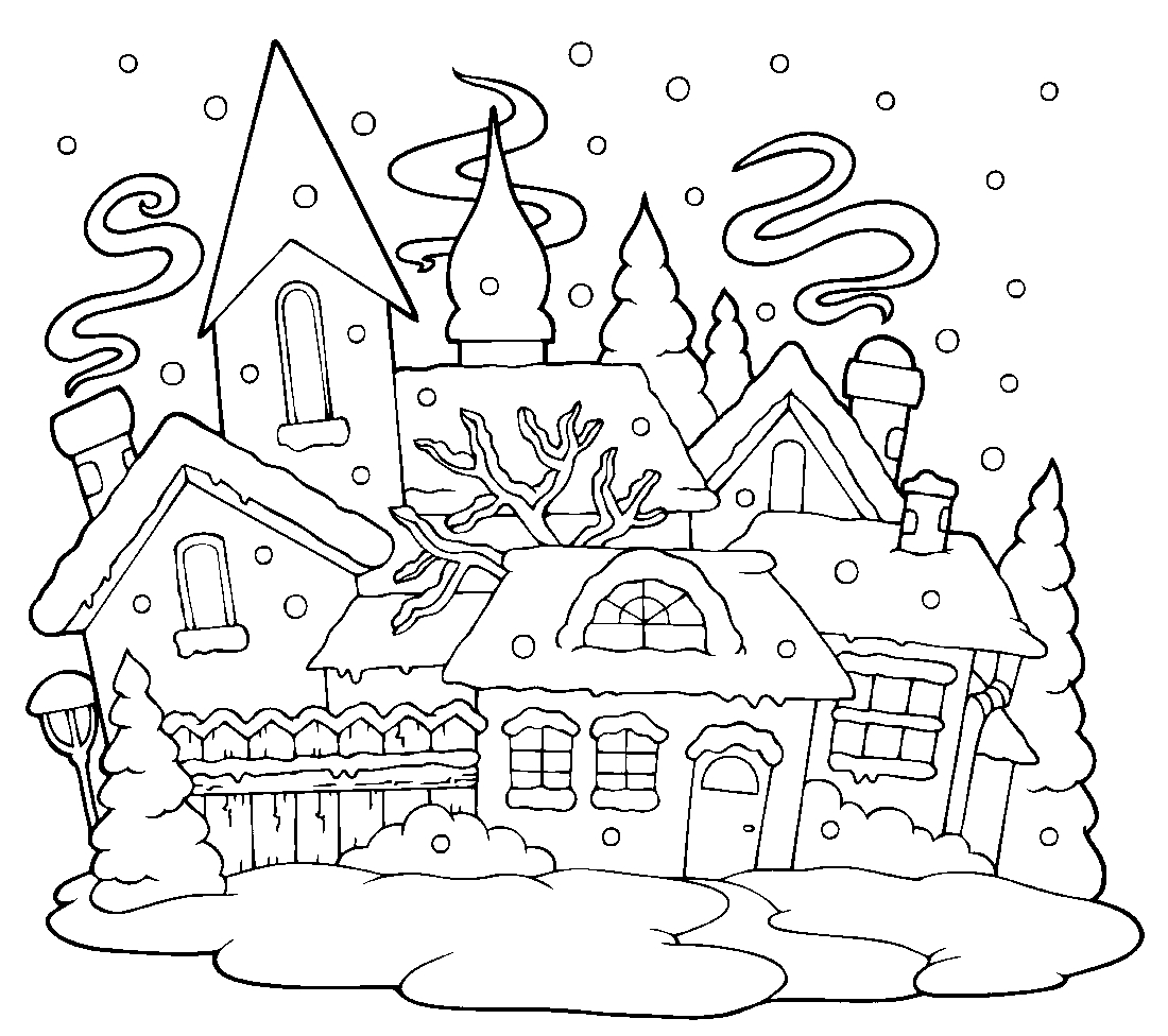 Дворец из бруса зимой