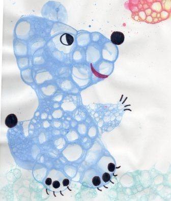 Рисунки гуашью мыльными пузырями