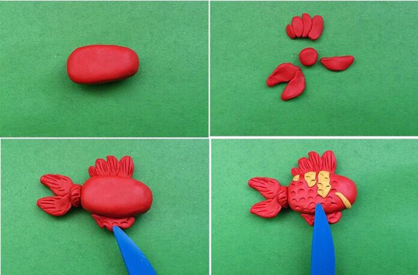 Примеры поделок из пластилина с рыбами и птицами. Лепим животных