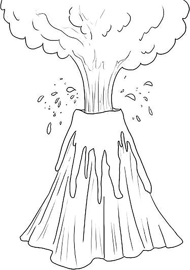 Раскраски для изучения окружающего мира. Раскрась извержение вулкана