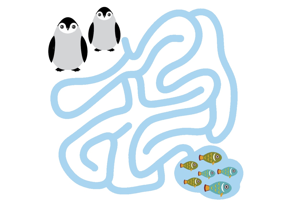 Пройди лабиринт с пингвинами