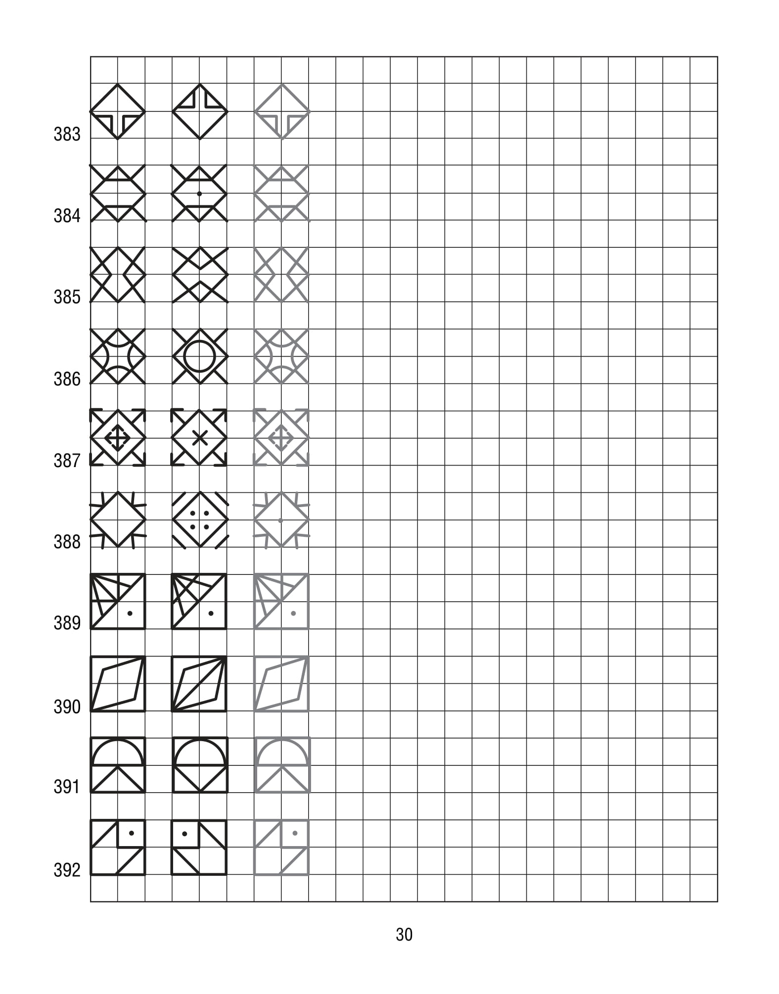 Продолжи узор по клеточкам. Нарисуй по образцу