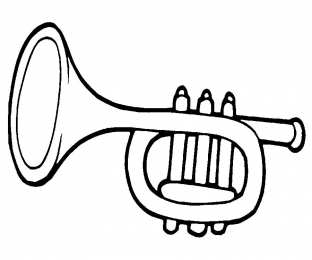 Труба Духовые музыкальные инструменты для детей.  Раскраски с трубой