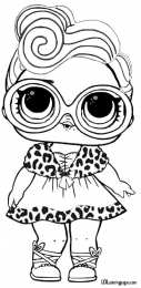 Куклы LOL 2 серия Раскраска кукла Dollface, раскрака лол, кукла в круглых очках