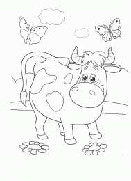 Корова Раскраски с домашними животными. Корова буренка для мальчиков и девочек