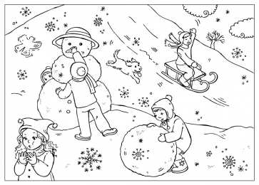 Зима Зимние раскраски скачать и распечатать бесплатно