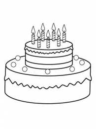 Торт раскраски с тортом на день рождения