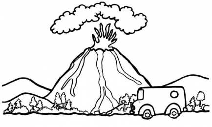 Извержение вулкана Раскраски для изучения окружающего мира. Раскрась извержение вулкана