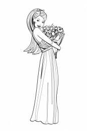 Барби Барби позирует с букетом