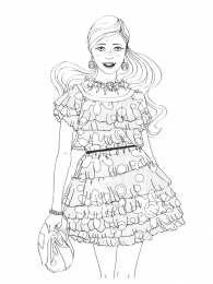 Для девочек Раскраски с модными девчонками в красивых платьях 