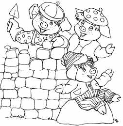 Три поросенка Раскраски с поросятами и волком. Три поросенка скачать бесплатно онлайн