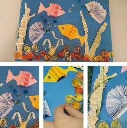 Природа Аппликация из цветной бумаги морской мир. рыбы