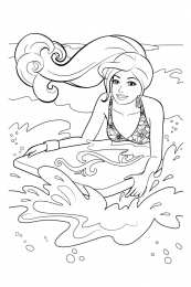 Барби Барби на доске для серфинга на воде