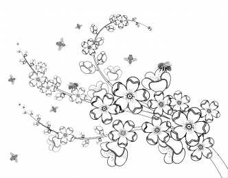 Весна Раскраски с изображением цветущего дерева.