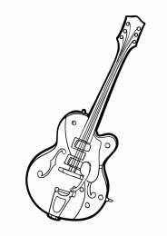 Гитара Раскраски со струнными музыкальными инструментами. Гитара