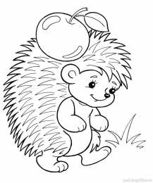 Ёж Раскраски с ежами у которых на спине яблоки грибы и листья