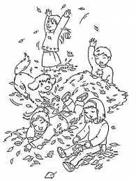 Осень Дети играют в осенней листве