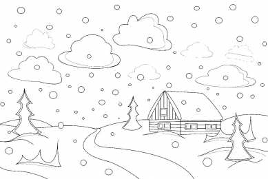 Зима Зимняя избушка в лесу