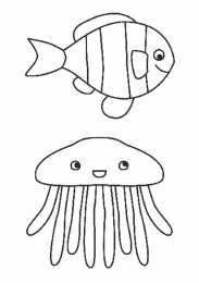 Морской мир Раскраски для раннего развития с морскими животными и рыбами