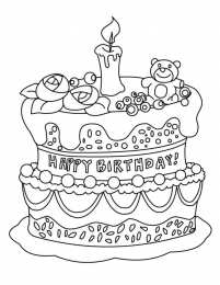 Торт раскраски с тортом на день рождения