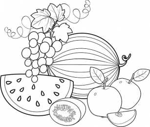 Фрукты и ягоды Детские раскраски для раннего развития детей с фруктами и ягодами 