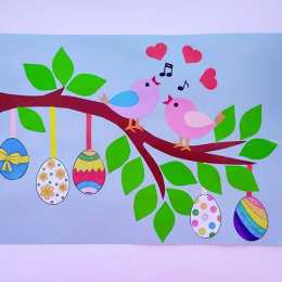 Аппликации на пасху Птицы из цветной бумаги. Аппликация для детей на пасху