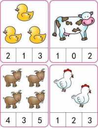 Задания с цифрами Посчитай сколько картинок и обведи правильный ответ