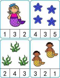 Задания с цифрами Посчитай сколько картинок и обведи правильный ответ