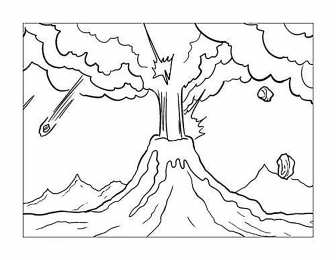 Извержение вулкана Раскраски для изучения окружающего мира. Раскрась извержение вулкана
