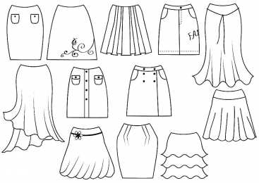 Юбки Раскраски с юбками для девочек