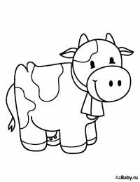 Корова Раскраски с домашними животными. Корова буренка для мальчиков и девочек