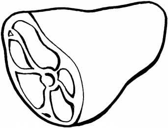 Окорок Раскраска с мясным окороком или окорочком