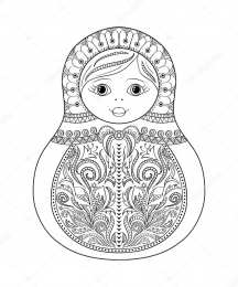 Матрешки Русское народное творчество в раскрасках. Матрешки
