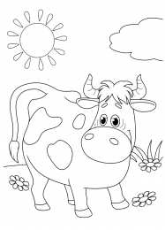 Корова Раскраски с домашними животными. Корова буренка для мальчиков и девочек