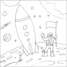 Космос Космонавт прилетел на луне устанавливает флаг на луне