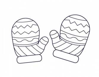 Варежки Раскраски с зимней одеждой. Варежки с узорами