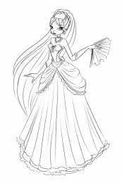 Для девочек Раскраски с модными девчонками в красивых платьях 