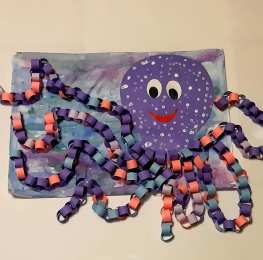 Объемные аппликации Аппликация осьминог из цветной бумаги