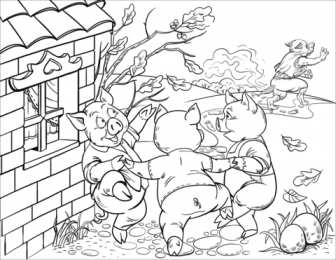 Три поросенка Раскраски с поросятами и волком. Три поросенка скачать бесплатно онлайн