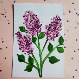 Весенние поделки Поделка сирень из конфетти из цветной бумаги. Аппликация и рисунок