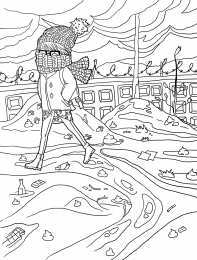 Весна Девочка в зимней одежде