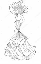 Для девочек Раскраски с модными девчонками в красивых платьях 