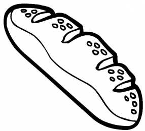 Хлеб хлеб в раскрасках и ломтики хлеба. Батон