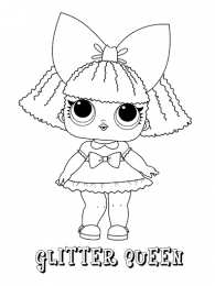 Куклы LOL 1 серия Раскраска Glitter Queen скачать. Раскраска с куклой лол.    