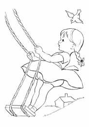 Лето Девочка на качеле