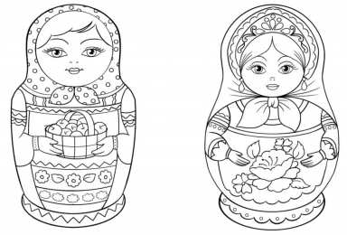 Матрешки Русское народное творчество в раскрасках. Матрешки