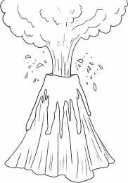 Извержение вулкана Раскраски для изучения окружающего мира. Раскрась извержение вулкана