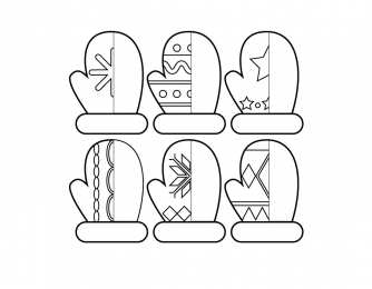 Варежки Раскраски с зимней одеждой. Варежки с узорами